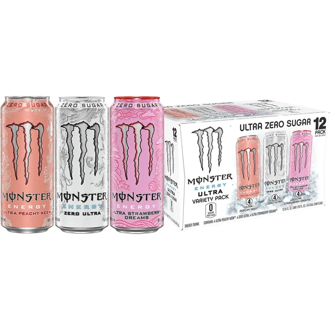 Monster Energy Ultra Variety Pack PKZSD, Sugar Free Energy Drink, 16 fl oz Cans, 12 Count WA