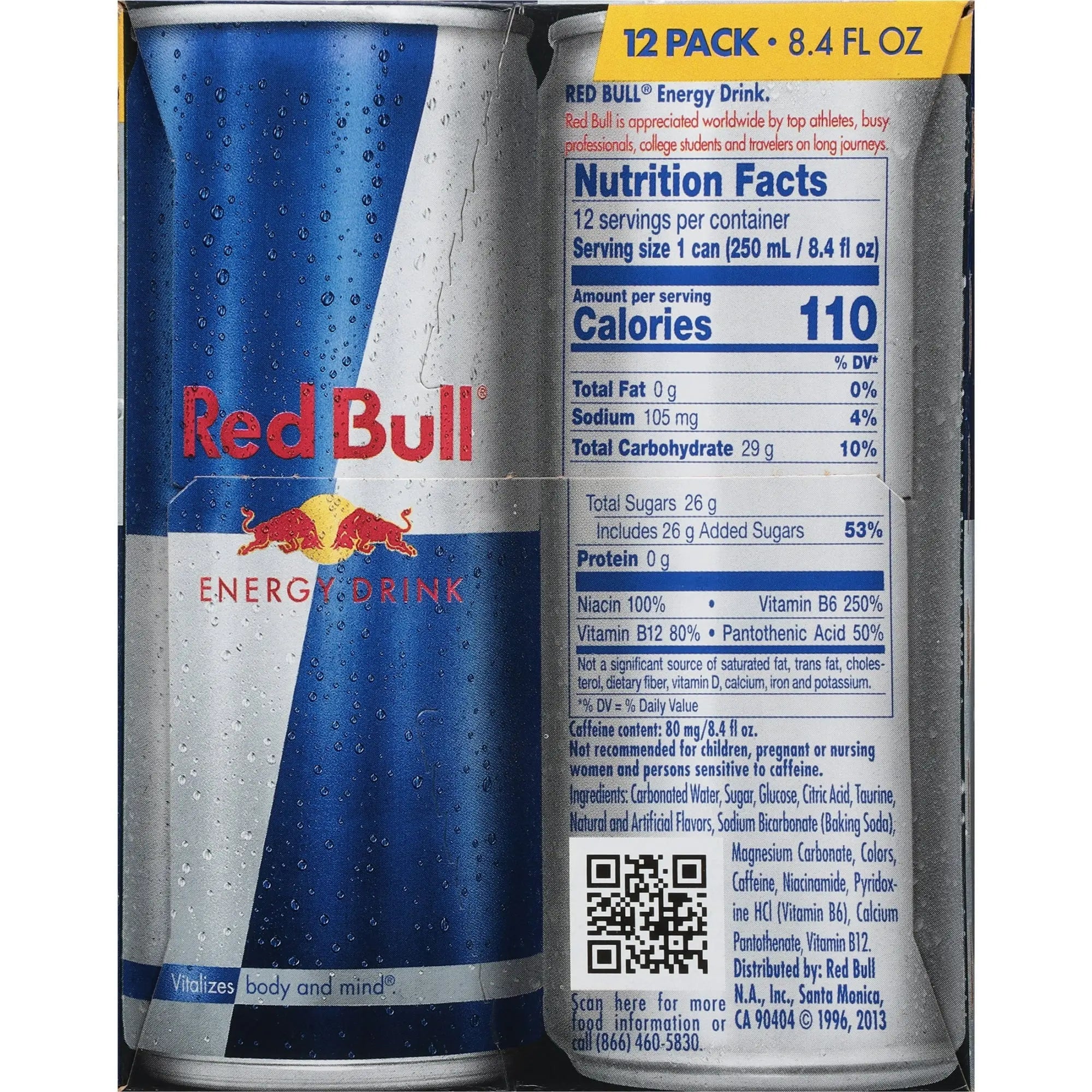 Red Bull Original Energy Drink, 8.4 fl oz Skinny Cans, 12 Pack Fridge Case for American Shoppers WA