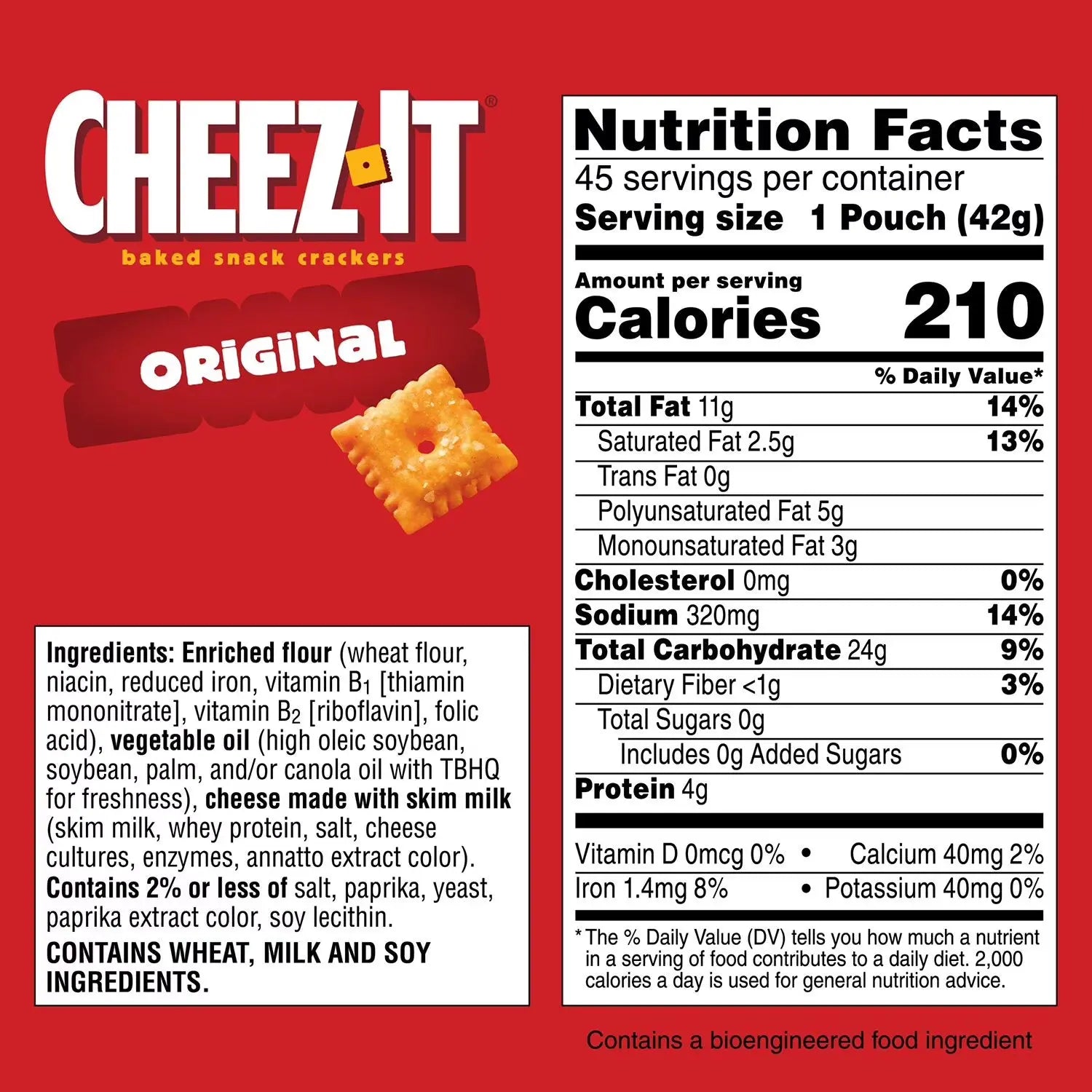 Cheez-It Original Baked Snack Crackers, 1.5 oz, 45 Pack - Real Cheddar Cheese Snacks for American Lunchboxes SC