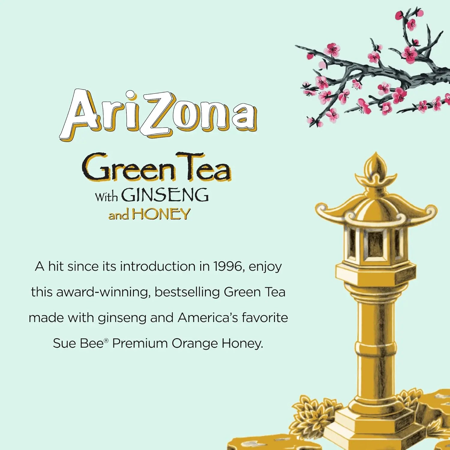 AriZona Green Tea with Ginseng and Honey, 22 fl oz Big Cans, 12 Pack - America's Best-Selling Green Tea AZ