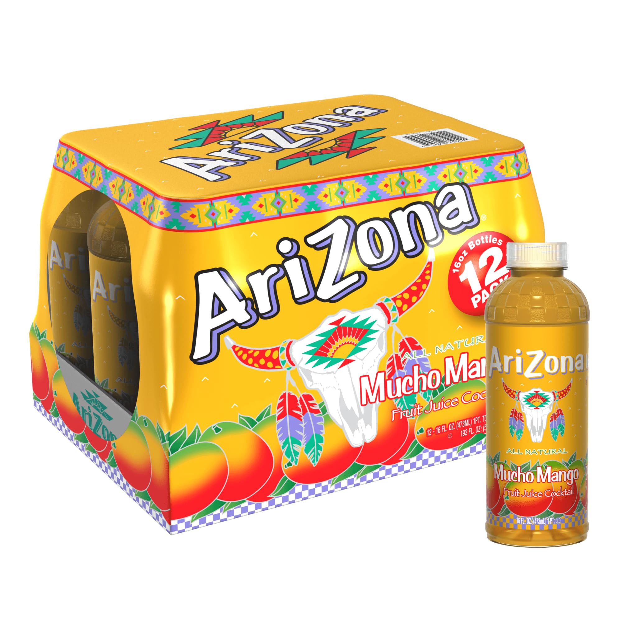 AriZona Watermelon Fruit Juice Cocktail, 16 Fl Oz Bottles, 12 Pack - Real Juice, Vitamin C, Natural for American Drinkers Growth Grid