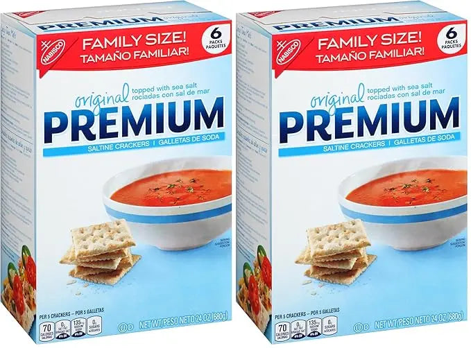 Premium Original Saltine Crackers, Family Size 24 oz - Crispy Sea Salt Snacks for US Soups & Toppings WA
