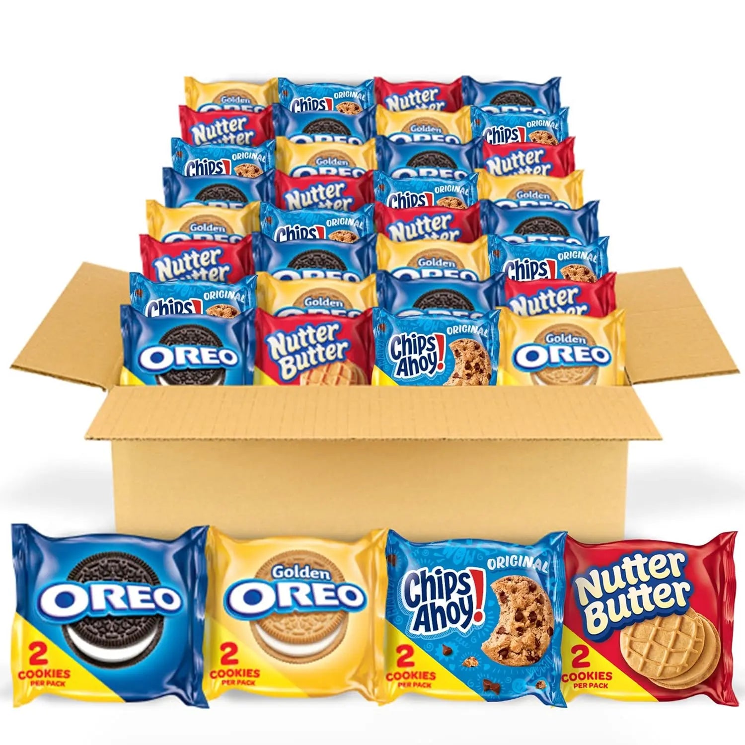Nabisco Cookie Variety Pack OREO Golden CHIPS AHOY! Nutter Butter 56 Packs – Christmas Stocking Stuffers for American Families AZ