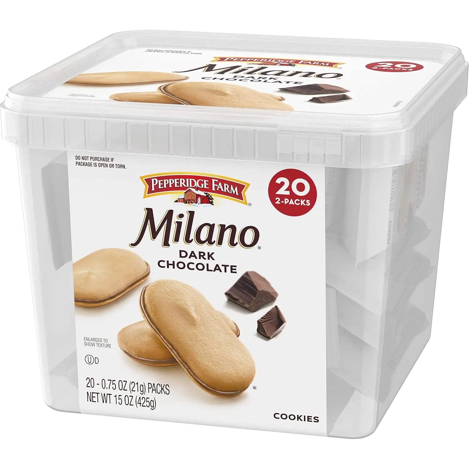 Pepperidge Farm Milano Dark Chocolate Cookies, 20 Packs of 2 Cookies Each - Portable Snack Packs AZ
