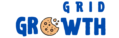 Logo with 'GRID GROWTH' text and a cookie graphic on a white background
