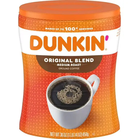 Dunkin' Original Blend Medium Roast Ground Coffee, 30 oz Canister - Smooth Brew for American Homes AZ