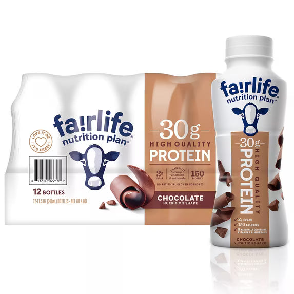 Fairlife Nutrition Plan Chocolate High Protein Shake, 30g Protein, 11.5 oz Bottles, 12 Pack - Low Sugar Meal Replacement for Active American Lifestyles SC