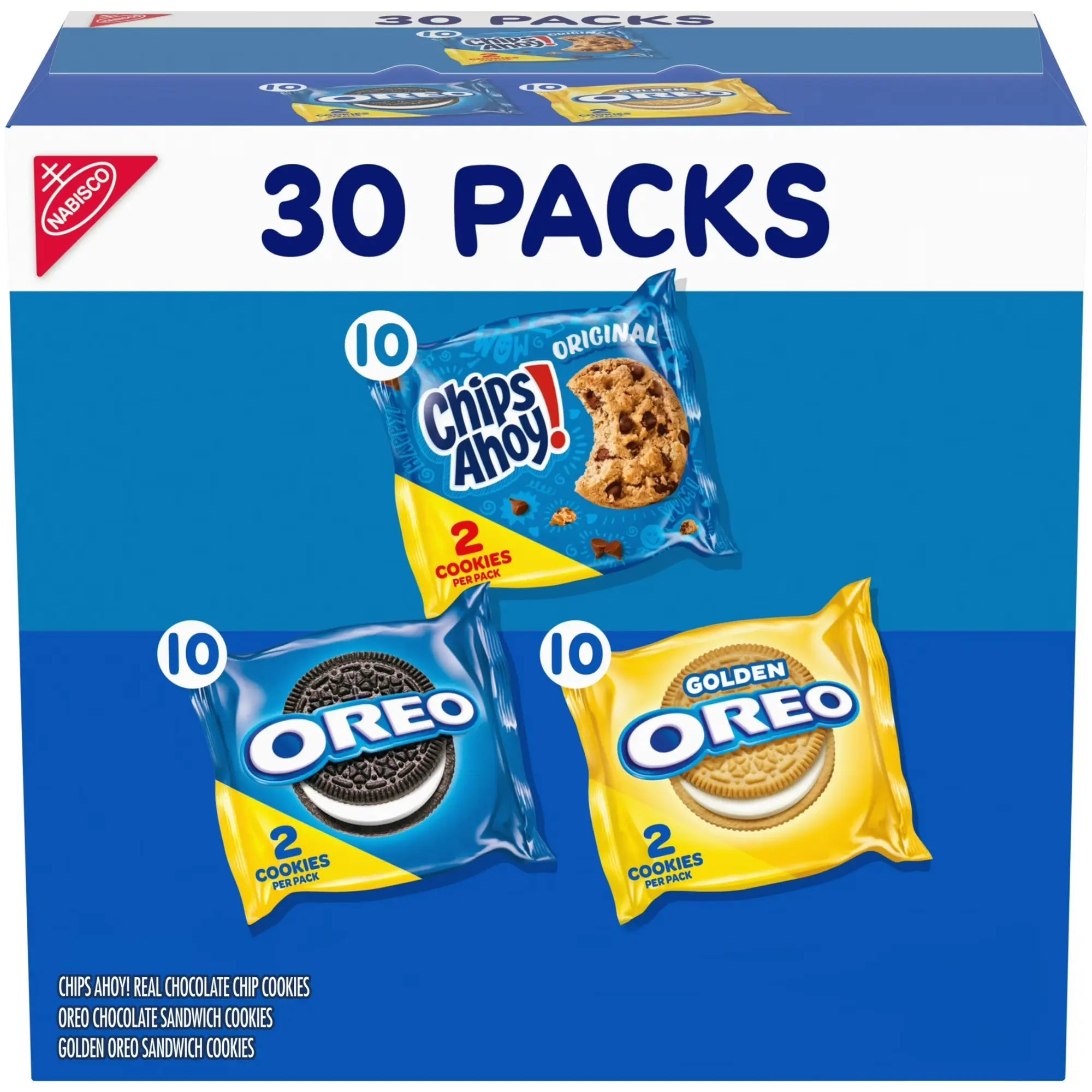 Nabisco Sweet Treats Variety Pack 30 Packs OREO Golden CHIPS AHOY! – Kosher Cookies for American Lunches & Holidays WA