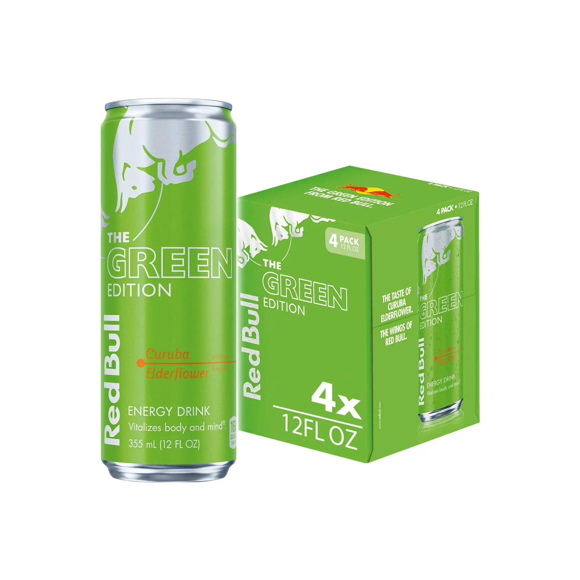 Red Bull Green Edition Curuba Elderflower Energy Drink, 12 fl oz Cans, 4 Pack for American Shoppers WA
