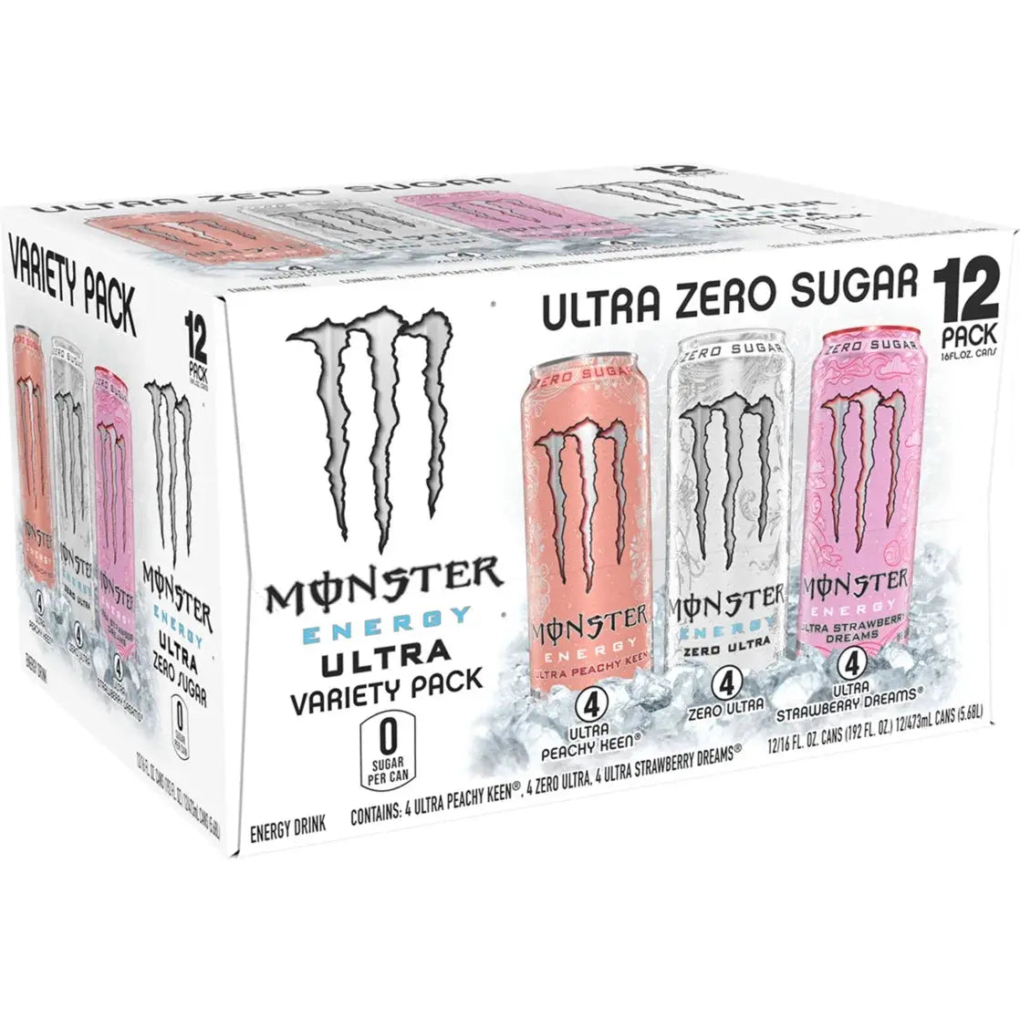 Monster Energy Ultra Variety Pack PKZSD, Sugar Free Energy Drink, 16 fl oz Cans, 12 Count WA