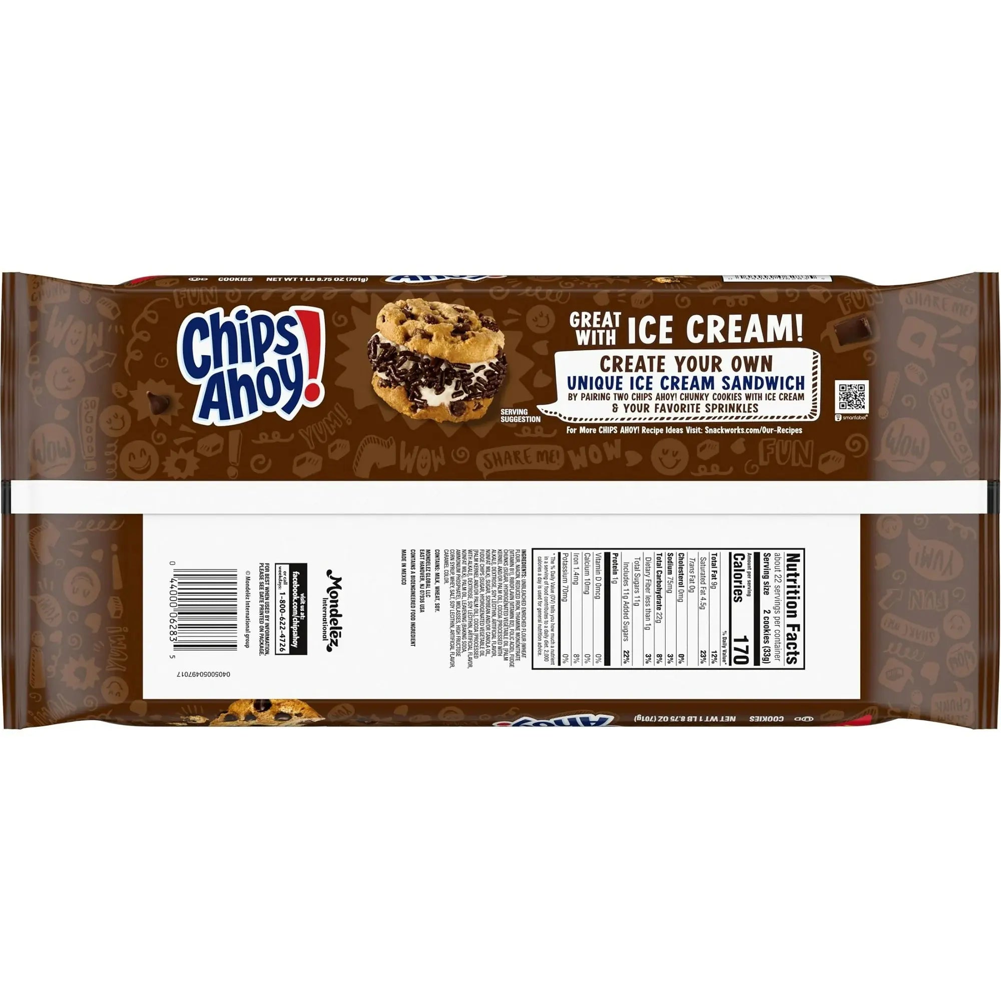 CHIPS AHOY! Chunky Fudgy Chocolate Chip Cookies Party Size 24.75 oz – Kosher Crunchy for American Parties & Lunches WA