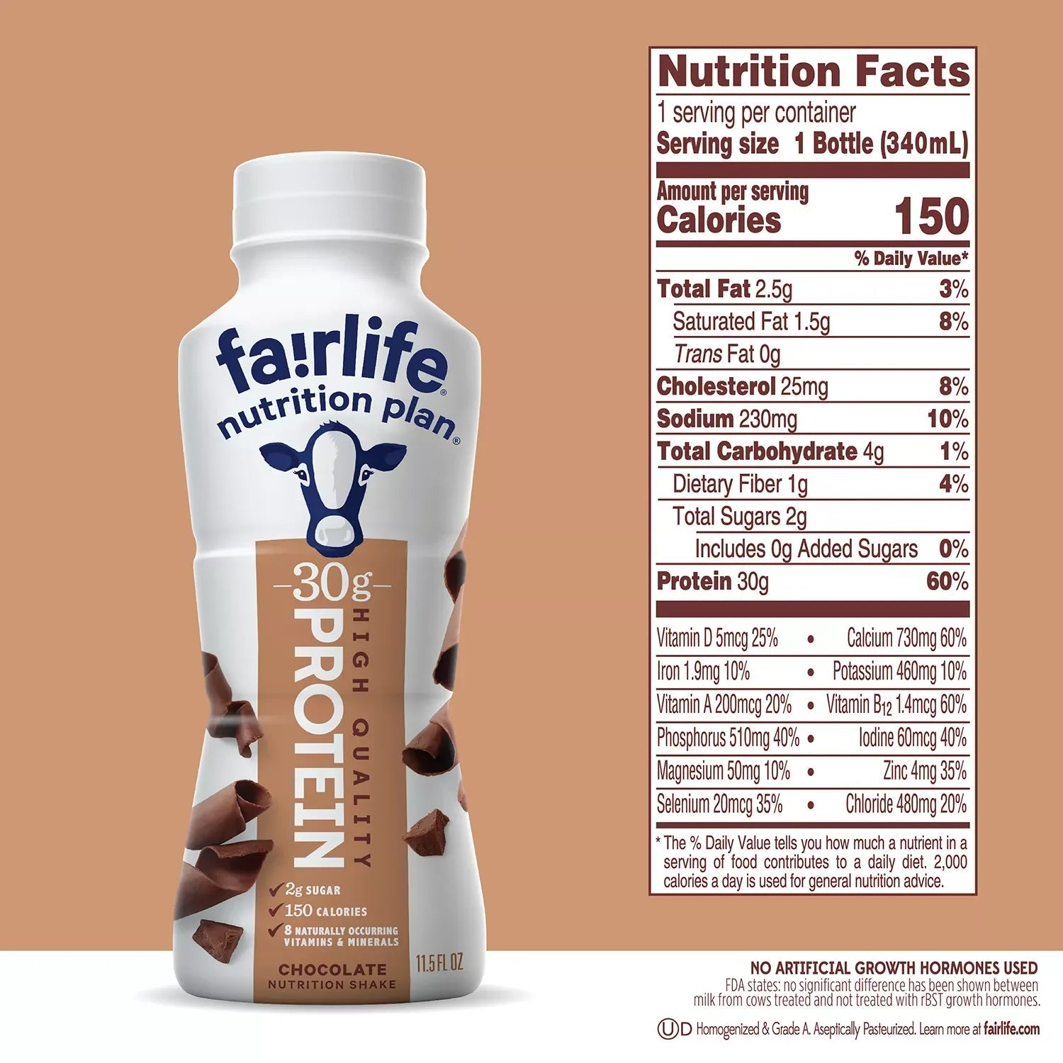 Fairlife Nutrition Plan Chocolate High Protein Shake, 30g Protein, 11.5 oz Bottles, 12 Pack - Low Sugar Meal Replacement for Active American Lifestyles SC