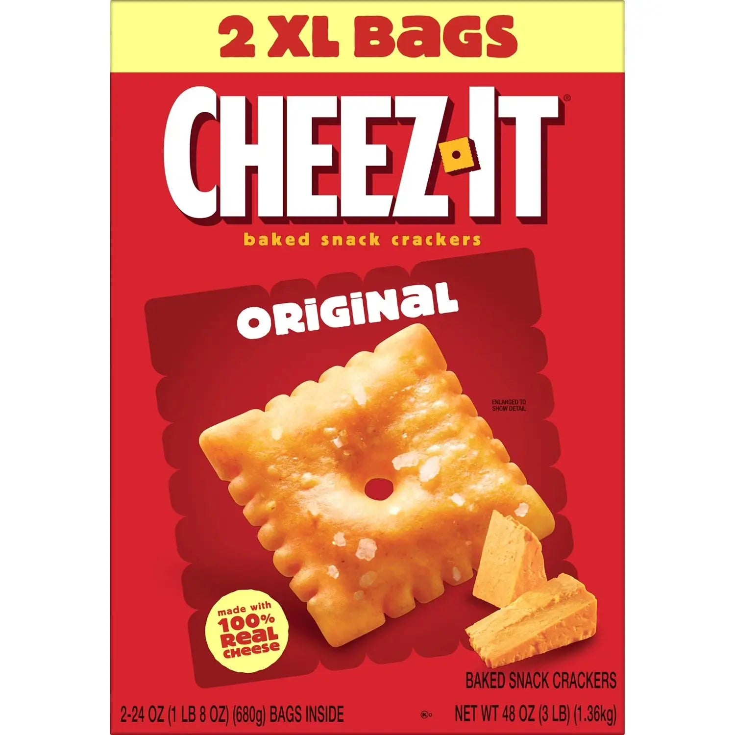 Cheez-It Original Baked Snack Crackers, 24 oz, 2 Pack - Crispy Real Cheese Snacks for American Families SC