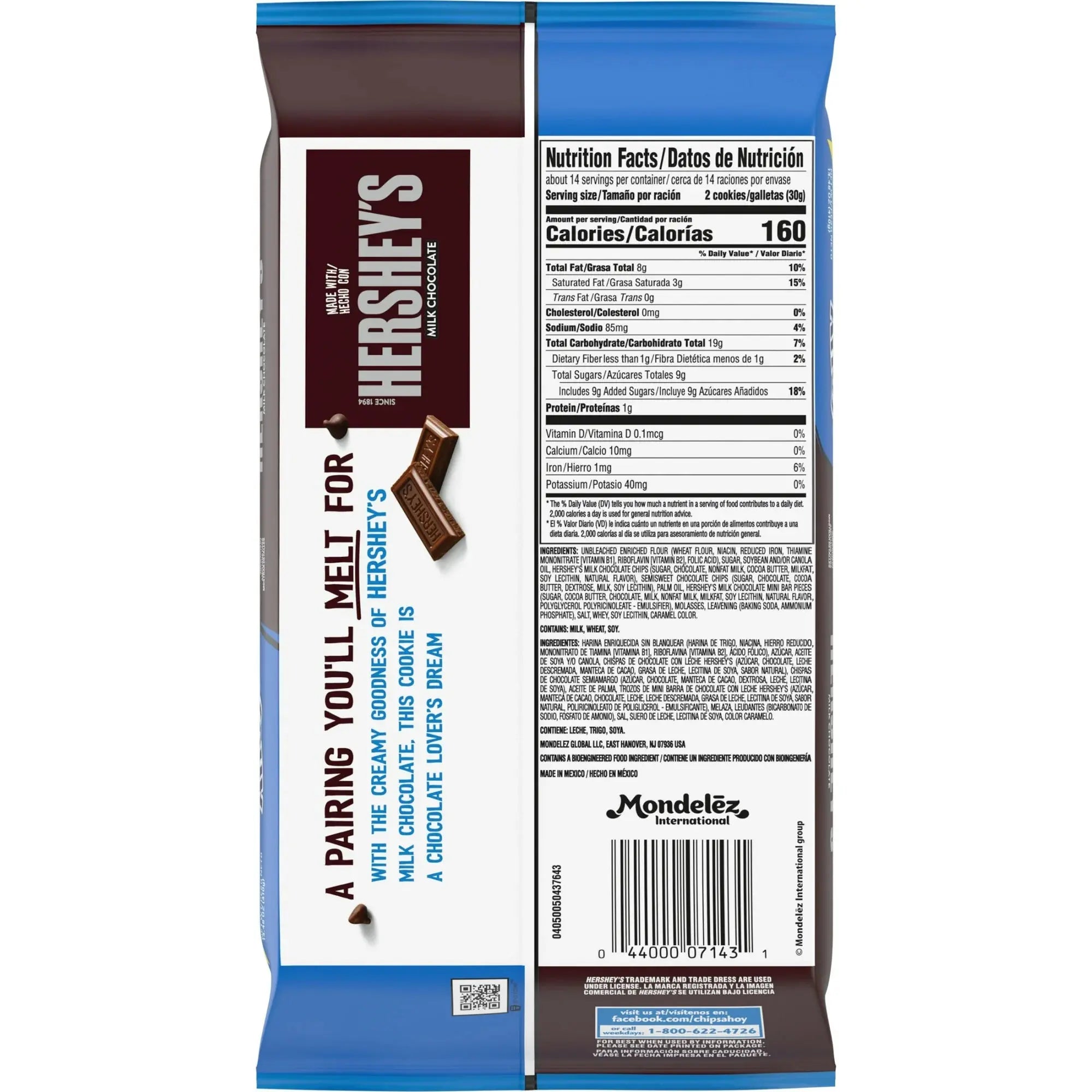 CHIPS AHOY! Hershey's Milk Chocolate Chip Cookies Family Size 14.48 oz – Crunchy Kosher Treats for American Milk Dunks WA